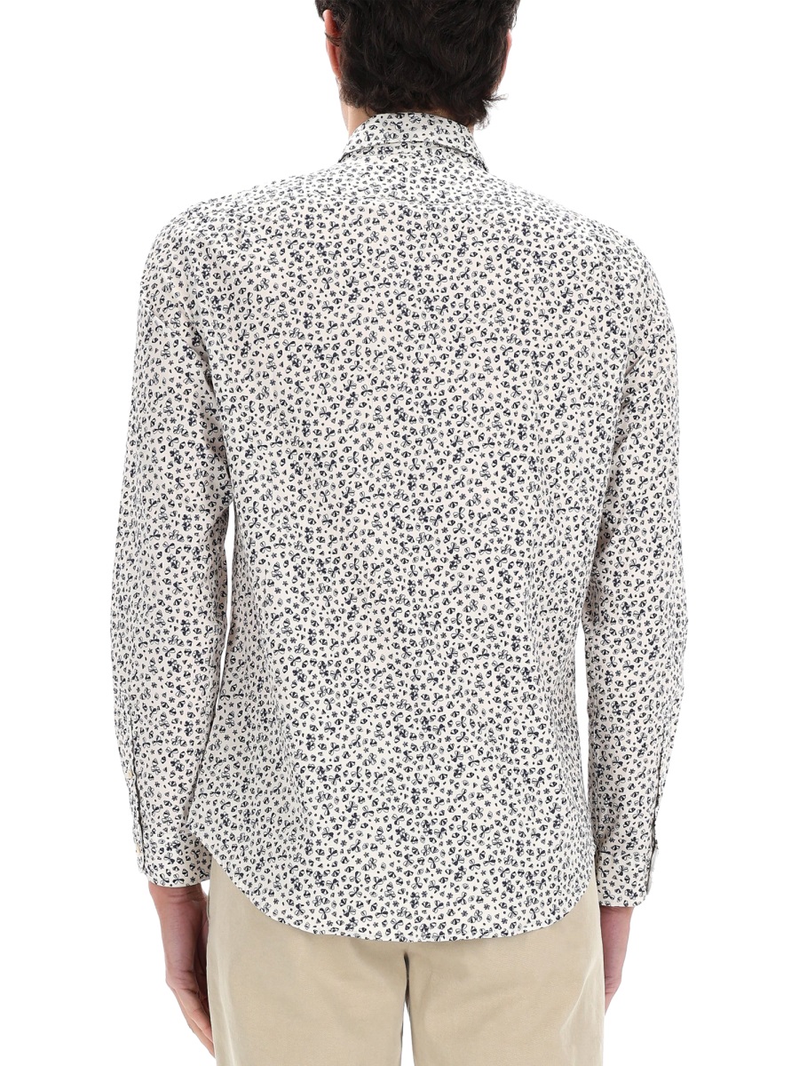 Paul Smith Organic Cotton Intricate Floral Print Shirt Wit