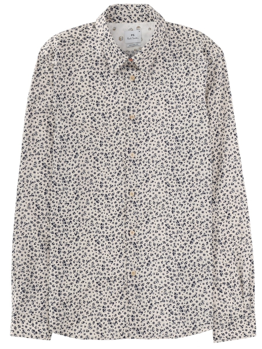 Paul Smith Organic Cotton Intricate Floral Print Shirt Wit