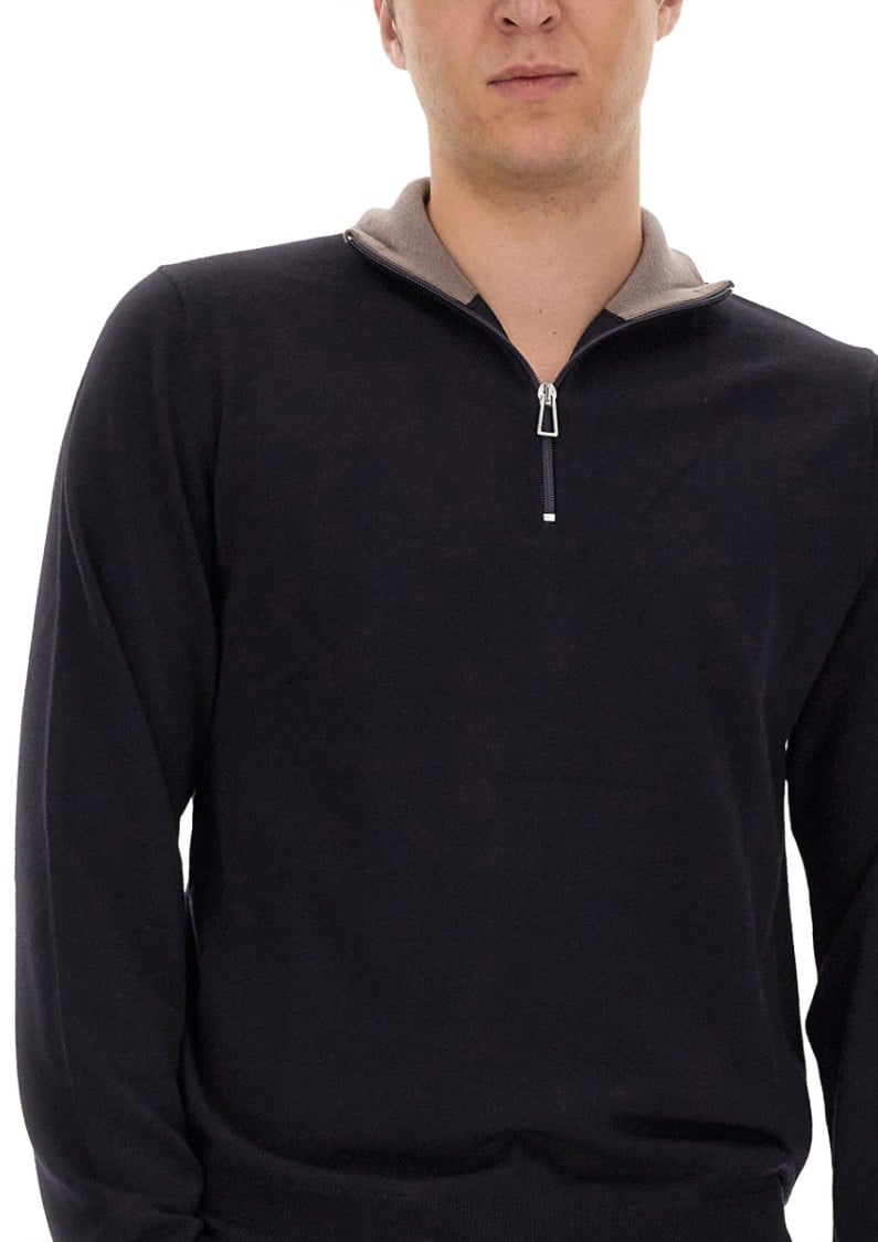 Paul Smith High Collar Black Jersey Blauw