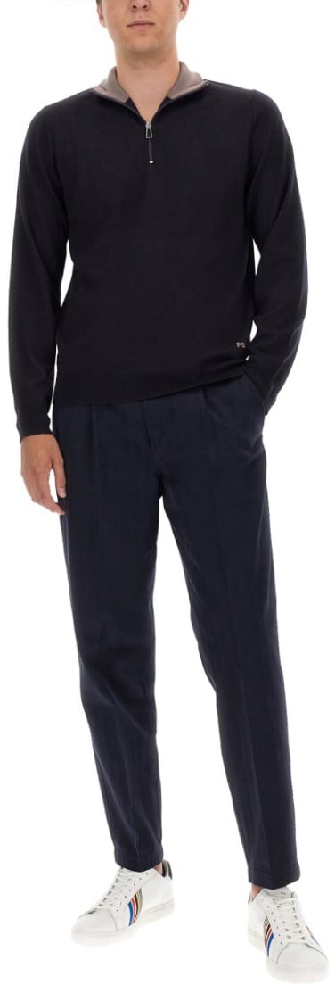 Paul Smith High Collar Black Jersey Blauw