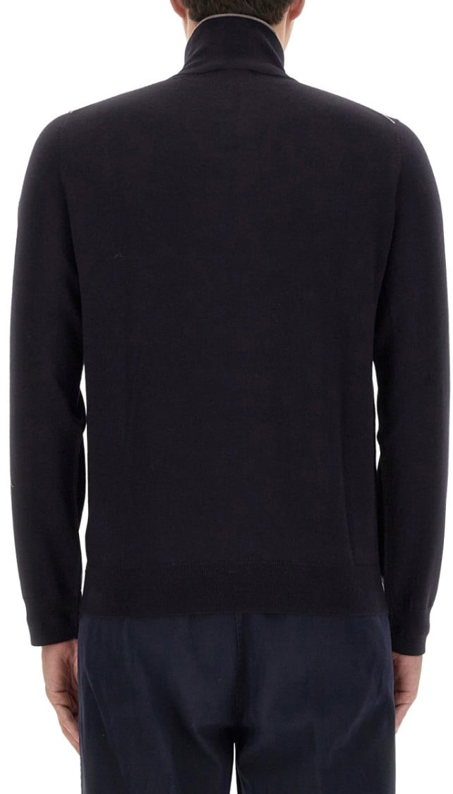 Paul Smith High Collar Black Jersey Blauw