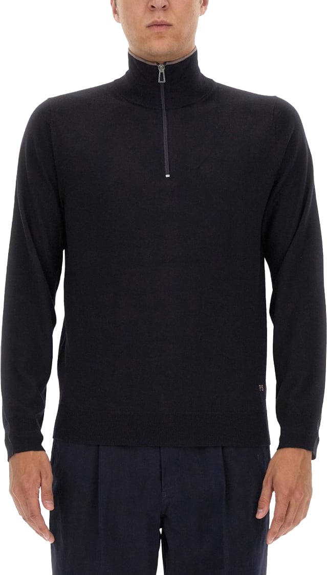 Paul Smith High Collar Black Jersey Blauw
