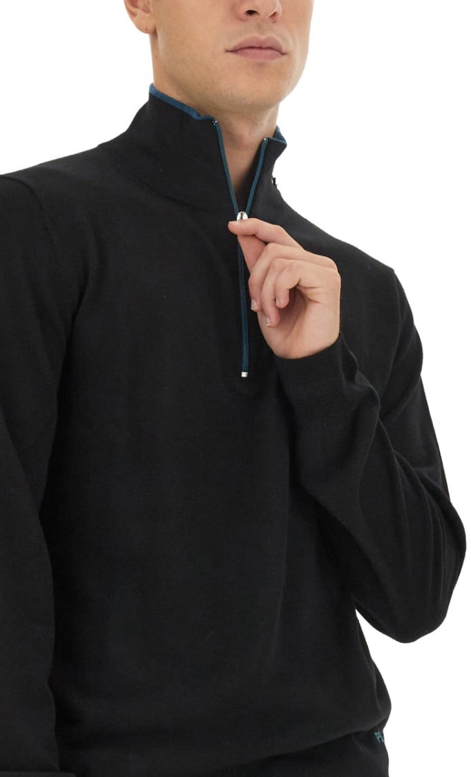 Paul Smith Slim-Fit Black Jersey With High Collar Zwart