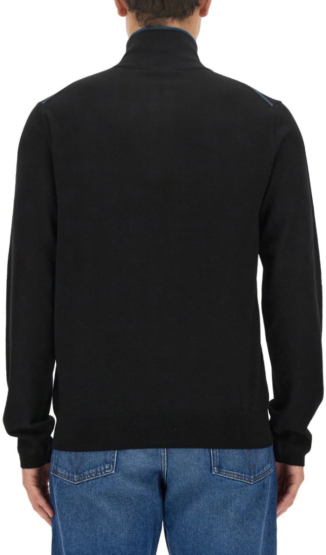 Paul Smith Slim-Fit Black Jersey With High Collar Zwart