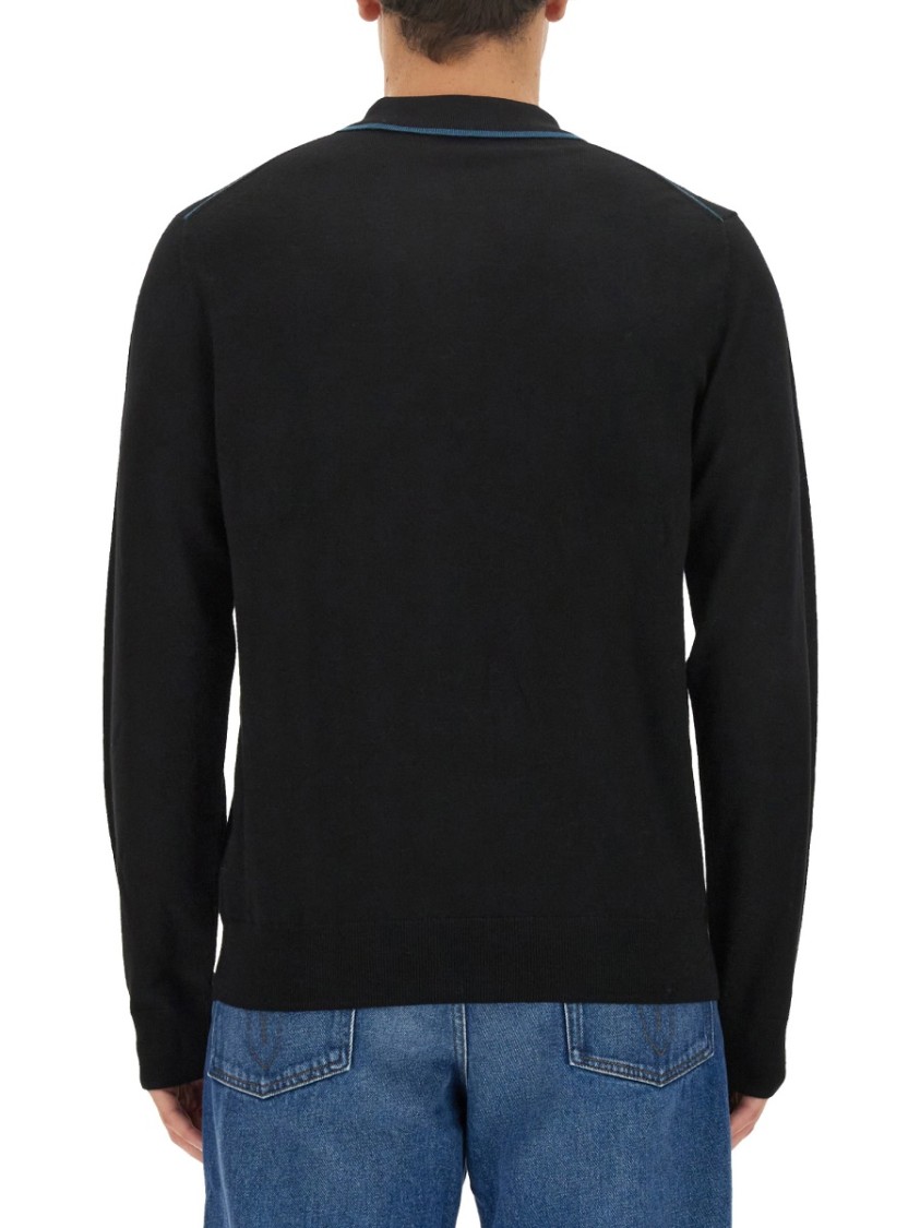 Paul Smith Regular Fit Merino Wool Polo Zwart