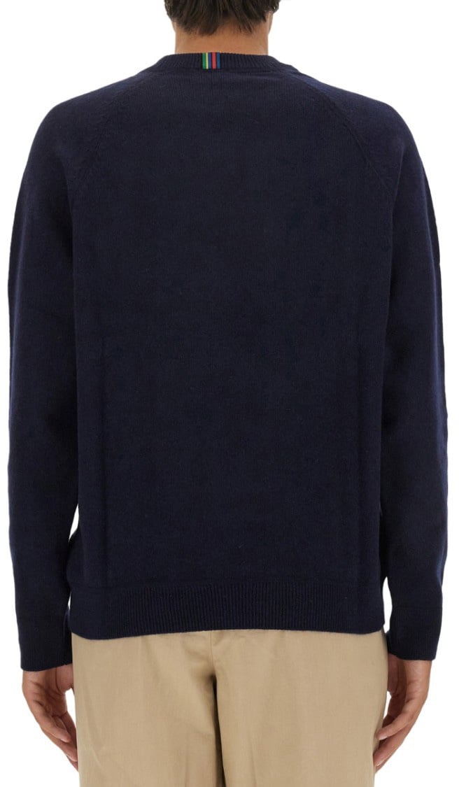 Paul Smith Relaxed Fit Crew Neck Merino Wool Sweater Blauw