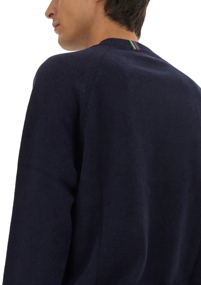Paul Smith Relaxed Fit Crew Neck Merino Wool Sweater Blauw