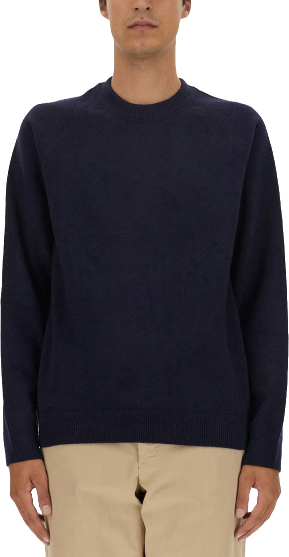 Paul Smith Relaxed Fit Crew Neck Merino Wool Sweater Blauw