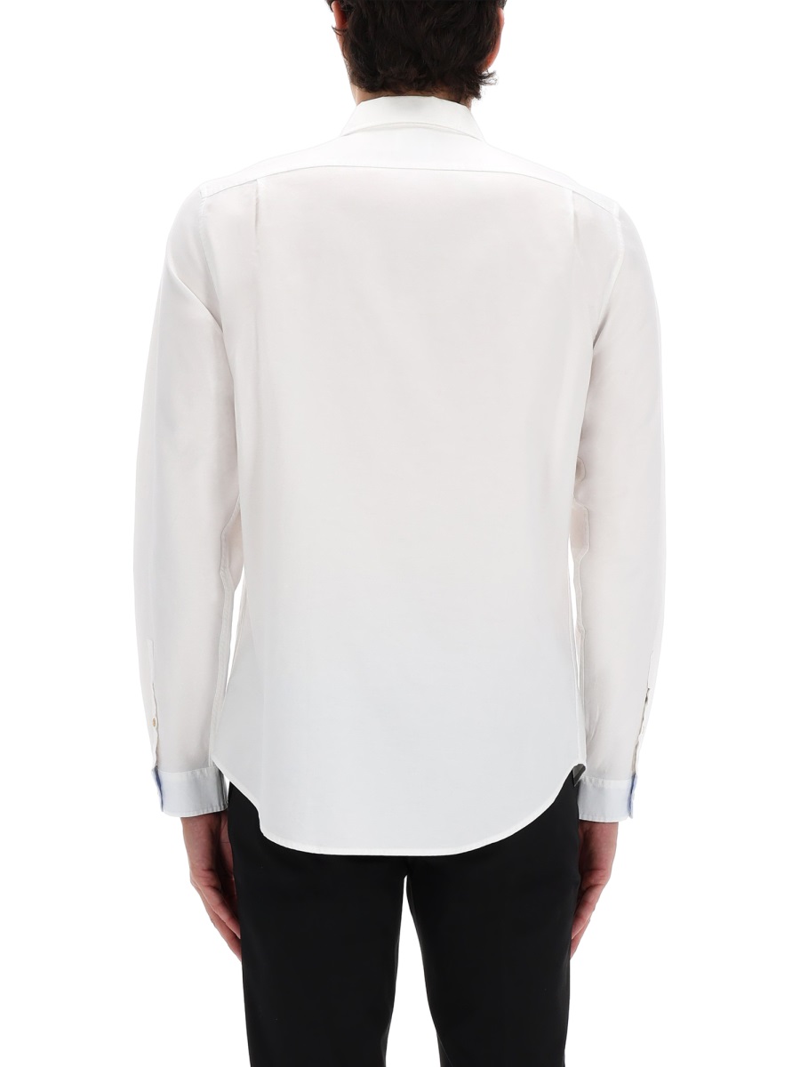 Paul Smith Neutrals Tailored Fit Button-Down Organic Cotton Shirt Wit