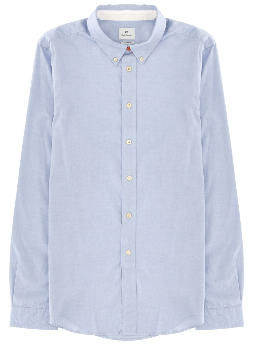 Paul Smith Light Blue Organic Cotton Shirt Grijs