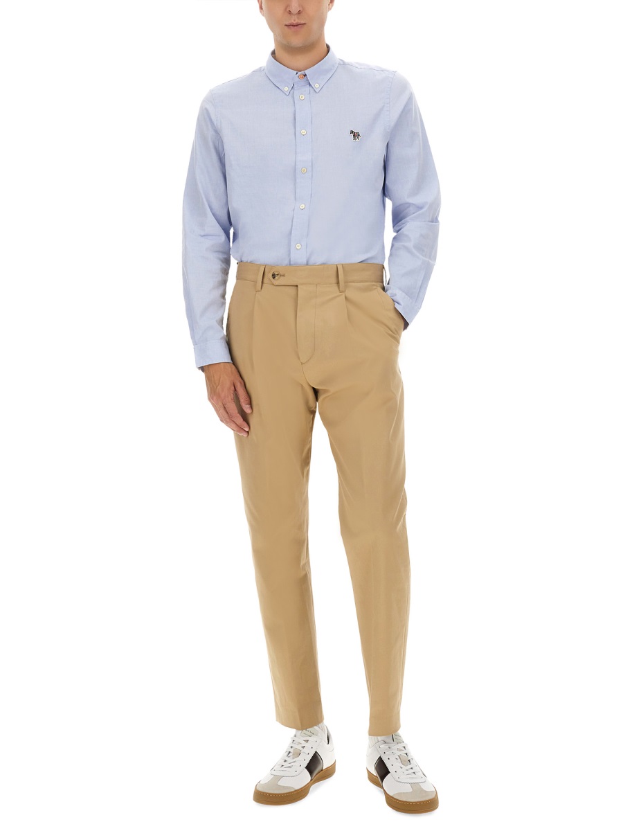 Paul Smith Light Blue Organic Cotton Shirt Grijs