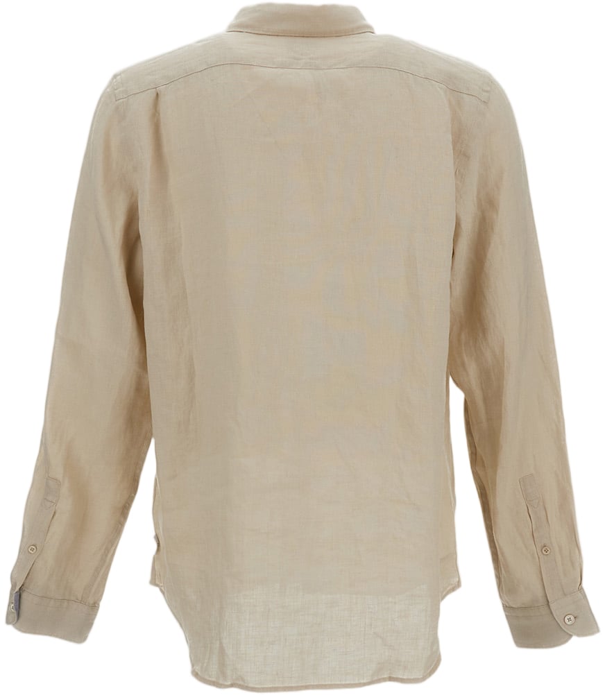 Paul Smith Beige Linen Shirt With Pointed Collar And Patch Pocket Neutraal