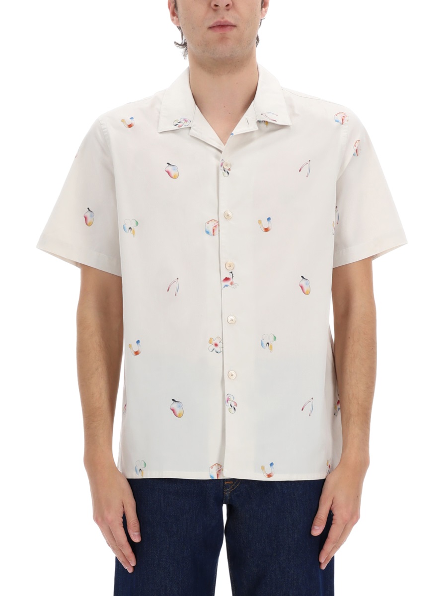 Paul Smith Abstract Printed Cotton Short-Sleeve Casual Shirt Wit