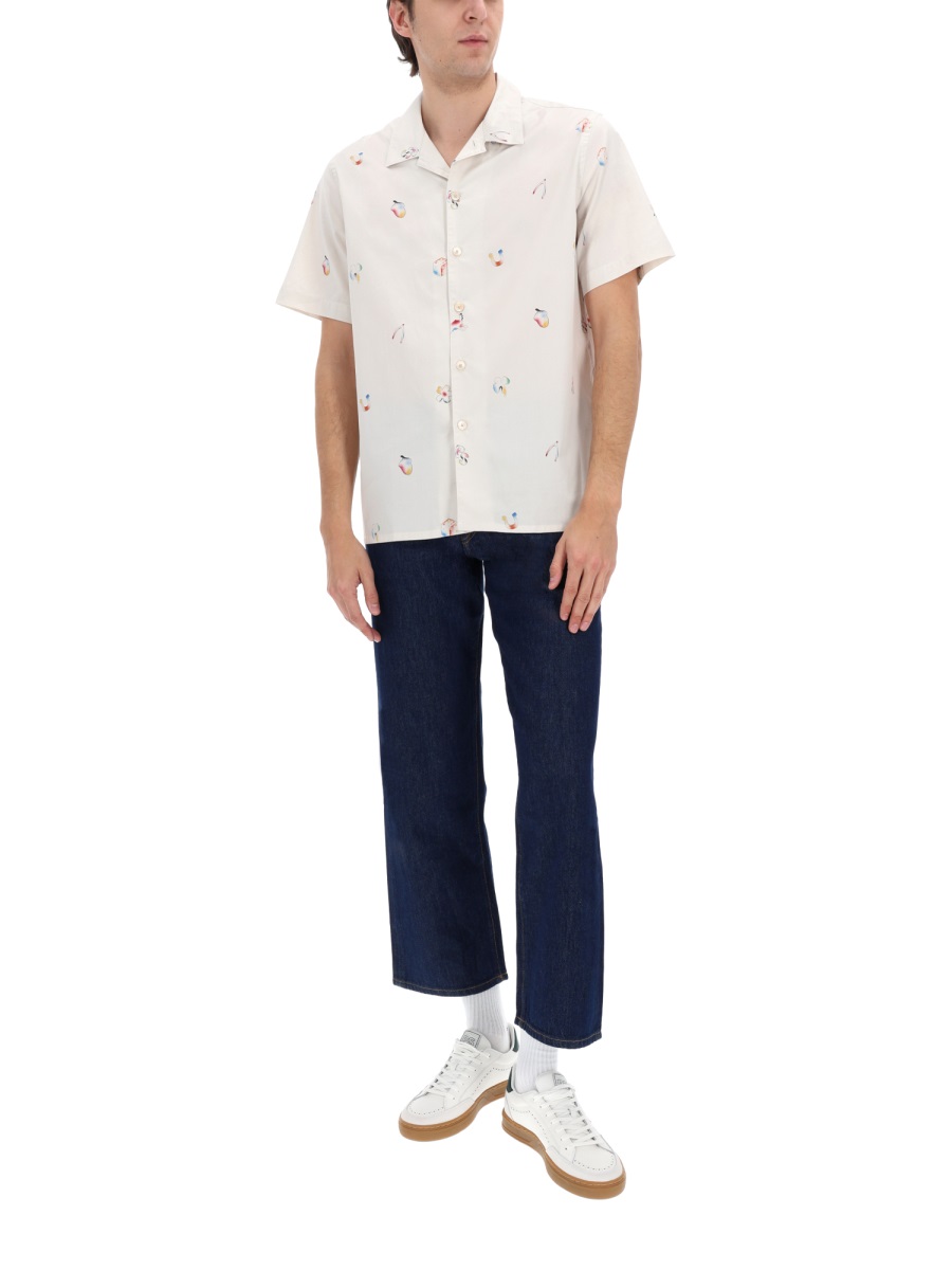 Paul Smith Abstract Printed Cotton Short-Sleeve Casual Shirt Wit