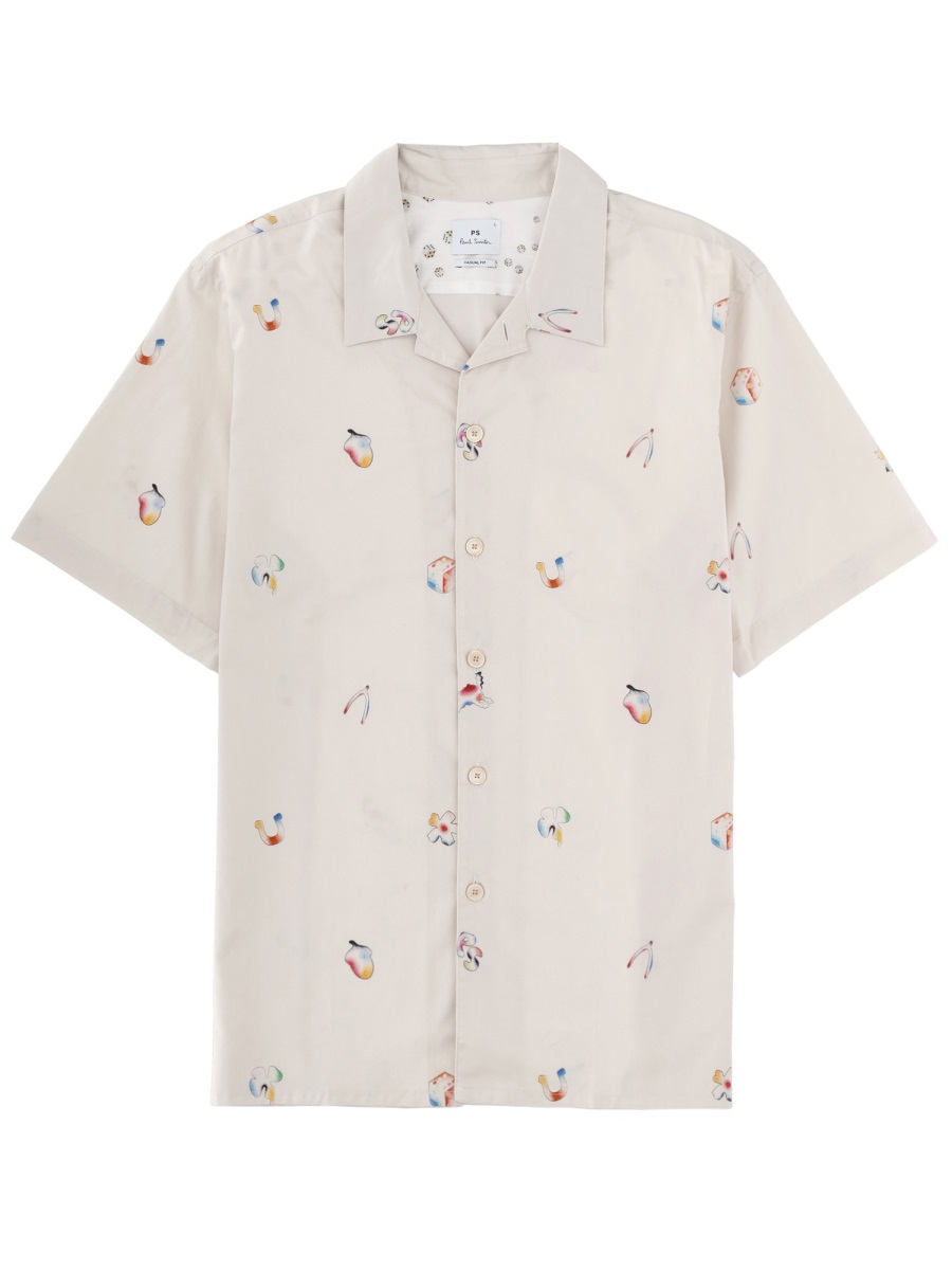 Paul Smith Abstract Printed Cotton Short-Sleeve Casual Shirt Wit