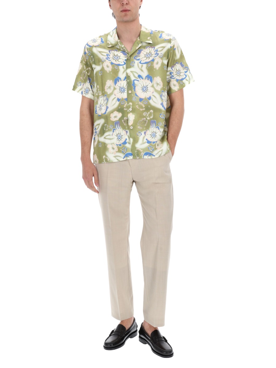 Paul Smith Casual Fit Floral Camp Collar Shirt Wit
