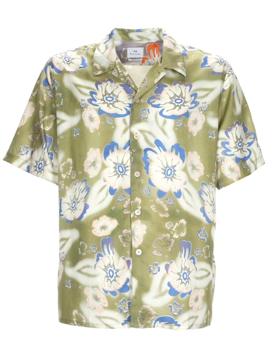 Paul Smith Casual Fit Floral Camp Collar Shirt Wit