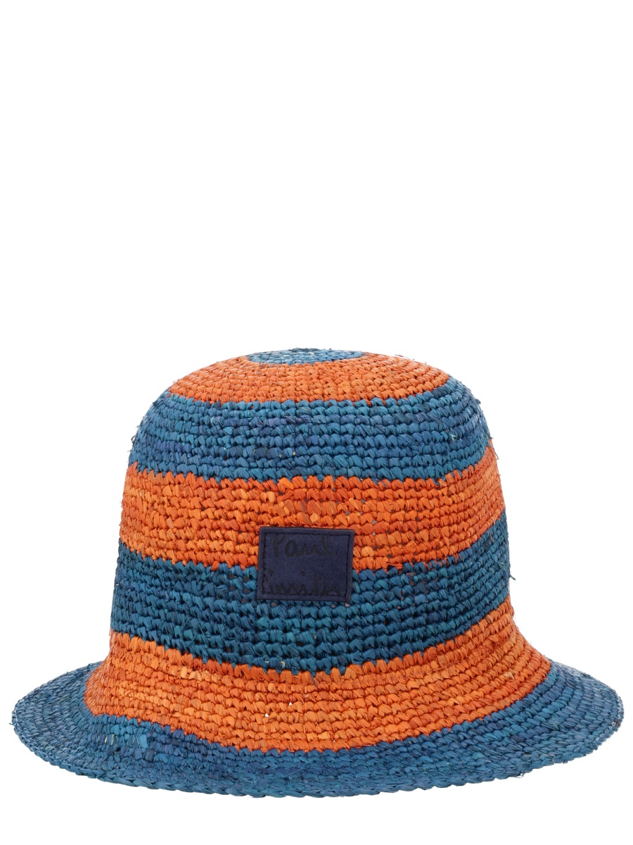 Paul Smith Vibrant Blue Woven Straw Bucket Hat Oranje