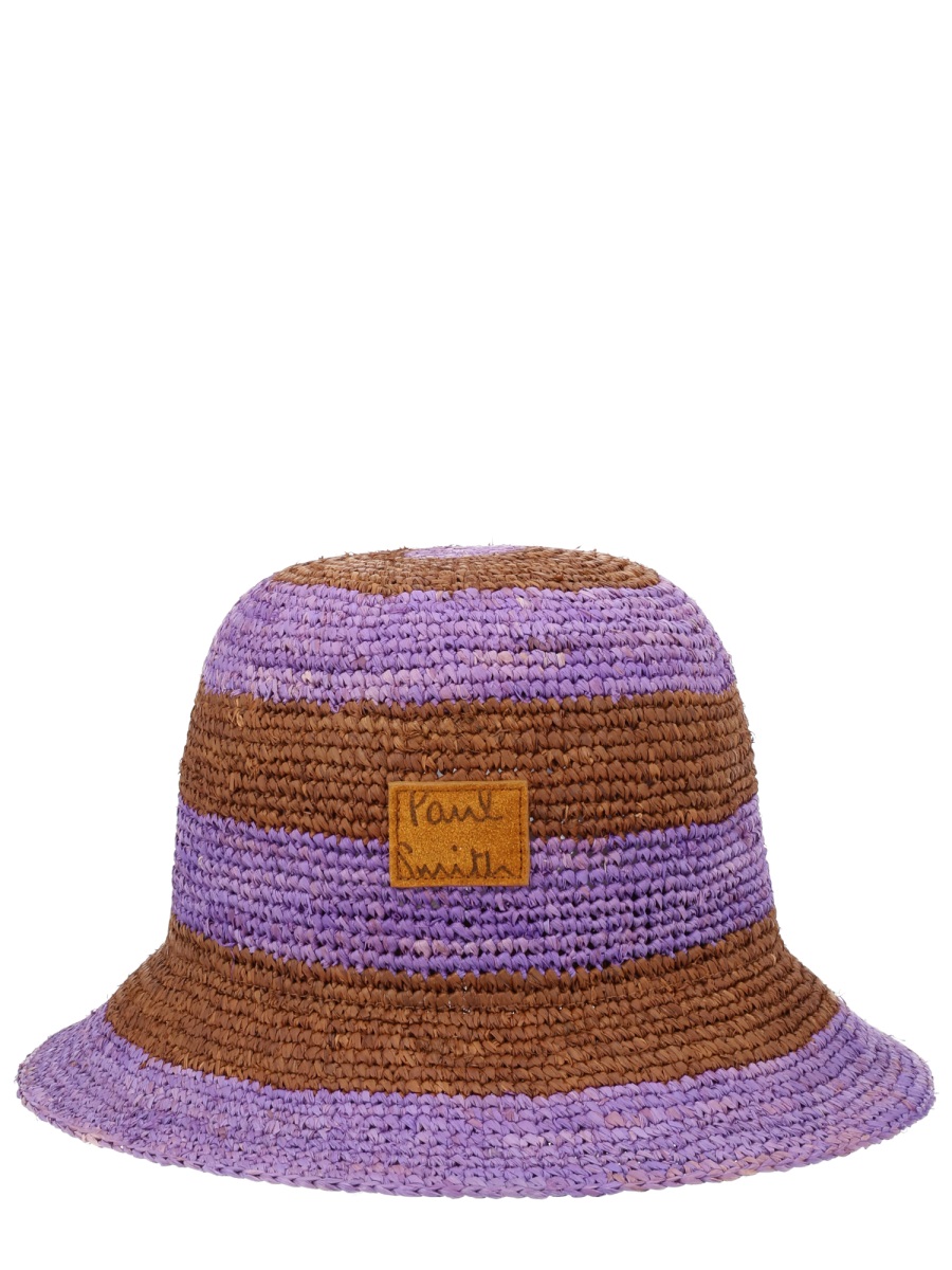 Paul Smith Patch Logo Raffia Striped Hat Bruin