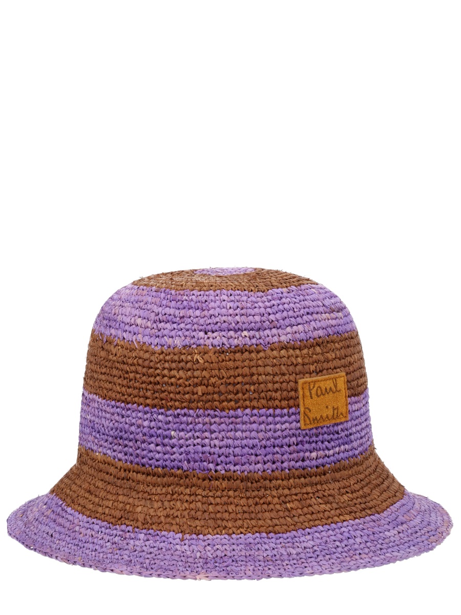 Paul Smith Patch Logo Raffia Striped Hat Bruin