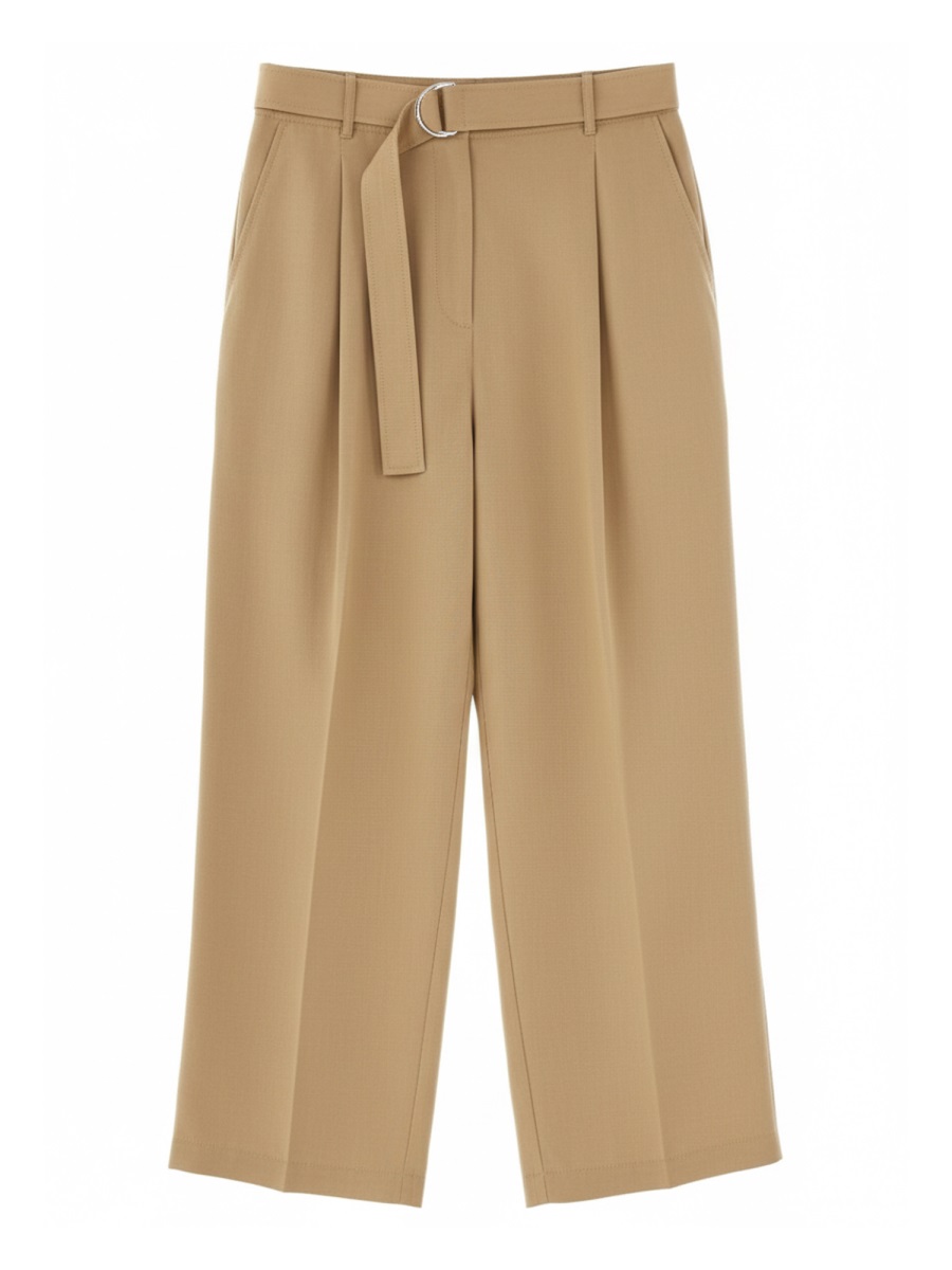 Paul Smith Neutrals High Waist Belted Lyocell-Linen Wide-Leg Pants Bruin