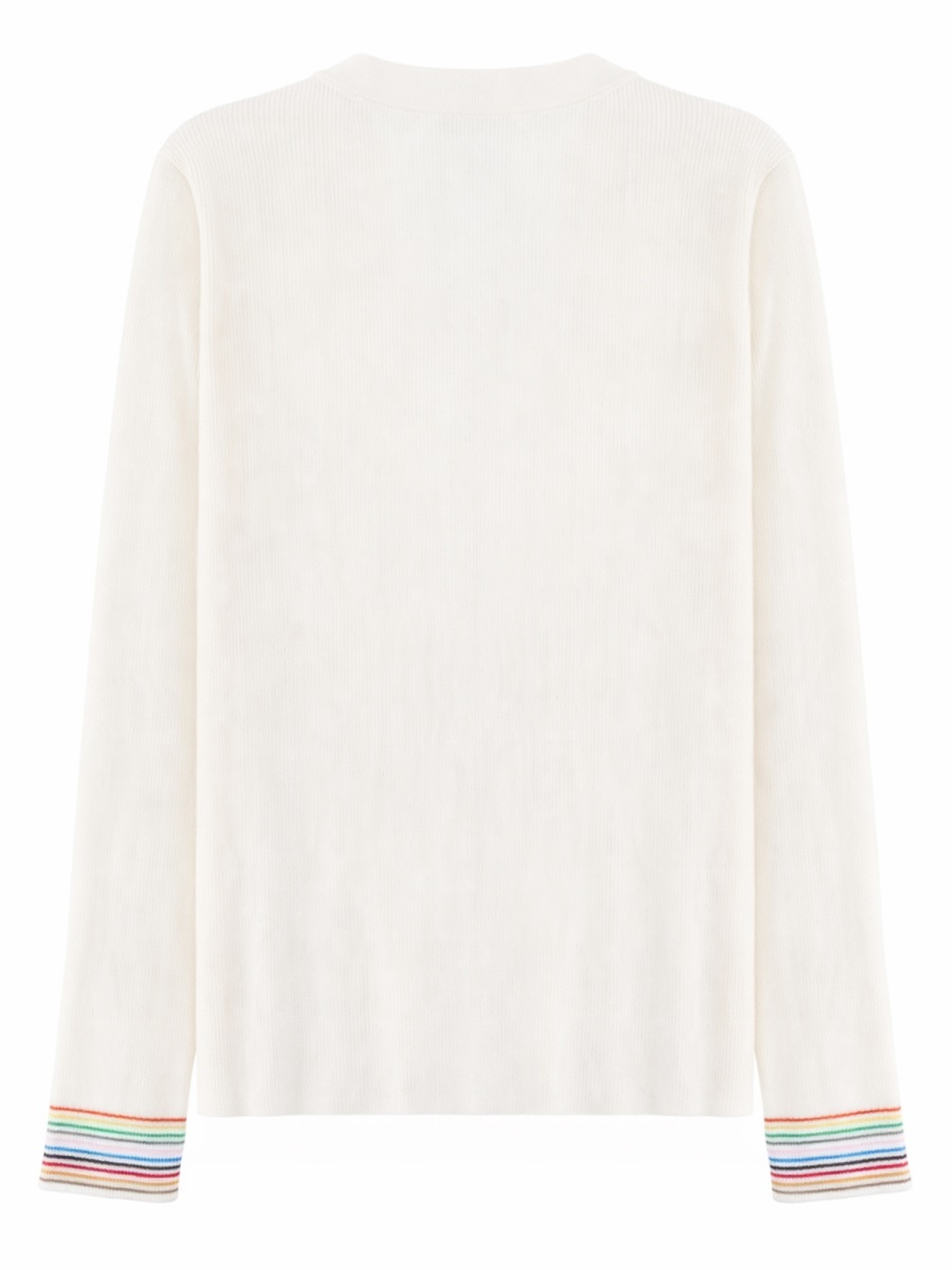 Paul Smith Neutrals Deep V-Neck Buttoned Cotton Sweater Wit