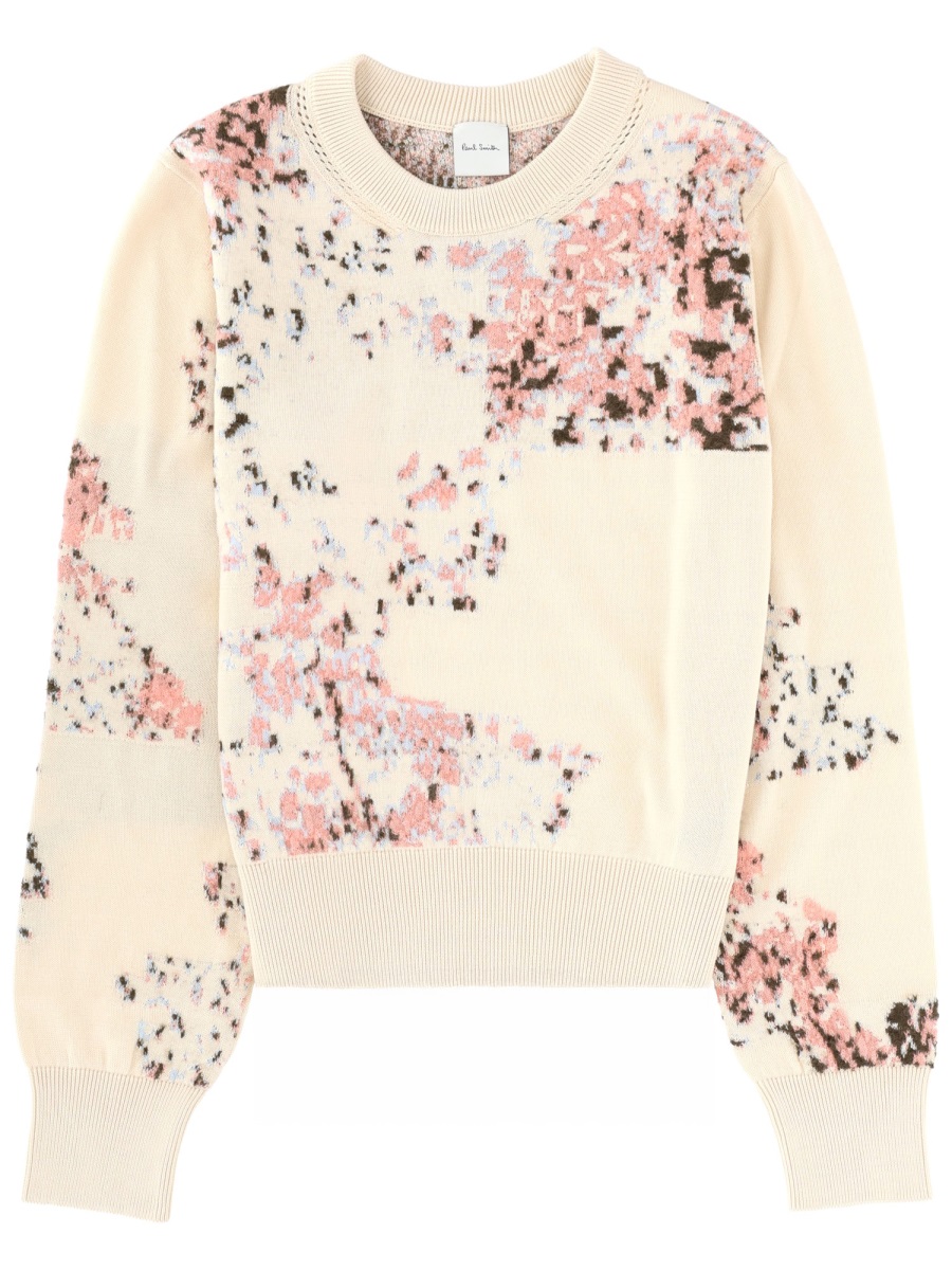 Paul Smith Neutrals Abstract Floral Mohair-Blend Sweater Neutraal