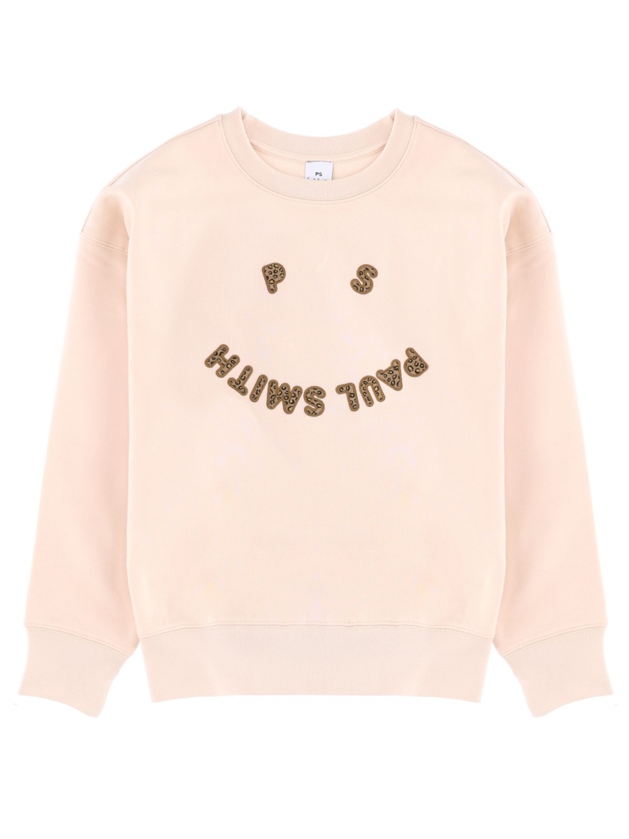 Paul Smith Charming Logo Curved Smile Cotton Sweatshirt Neutraal