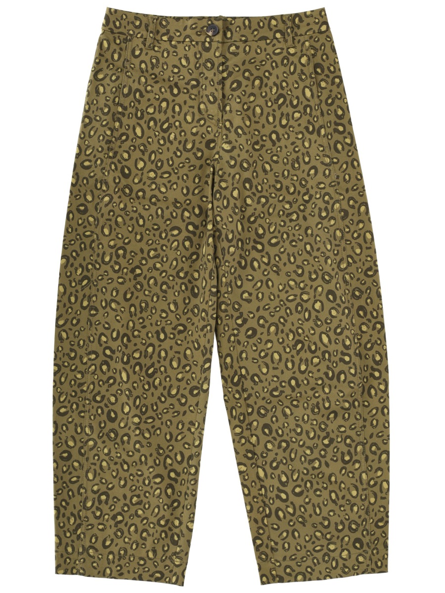 Paul Smith Animal Print Cropped Cotton Pants Bruin