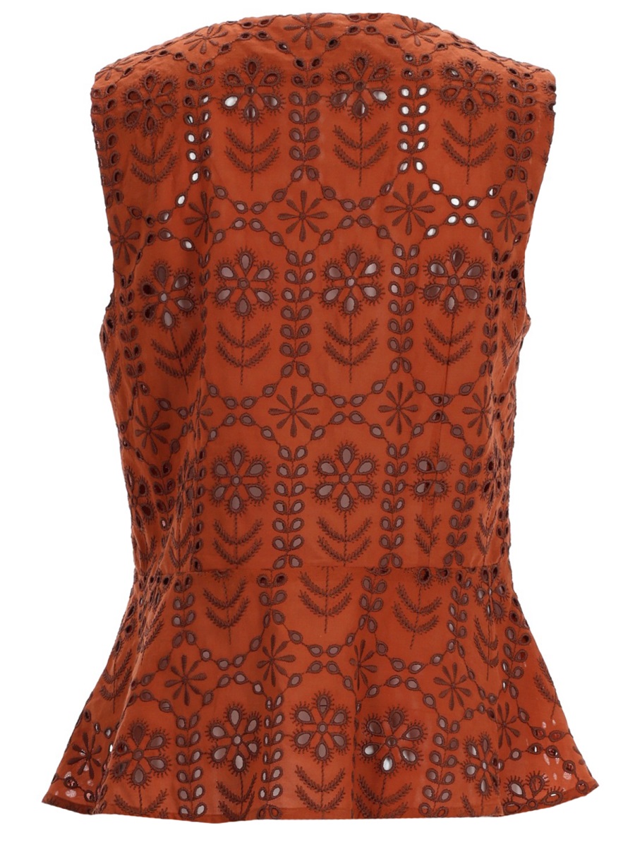 Paul Smith Sleeveless Perforated Floral Base Top Rood