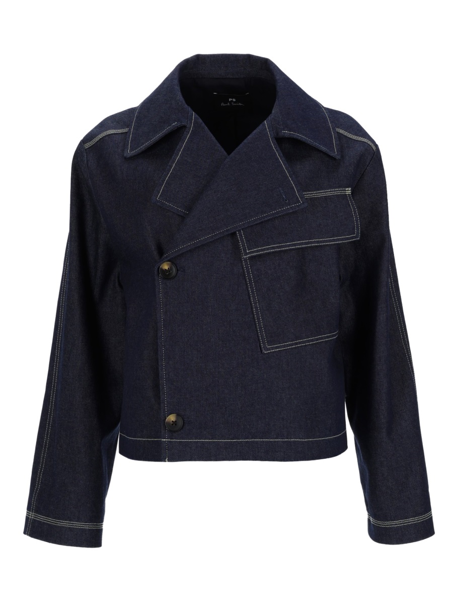 Paul Smith Cropped Deep Indigo Contrast Stitching Jacket Zwart