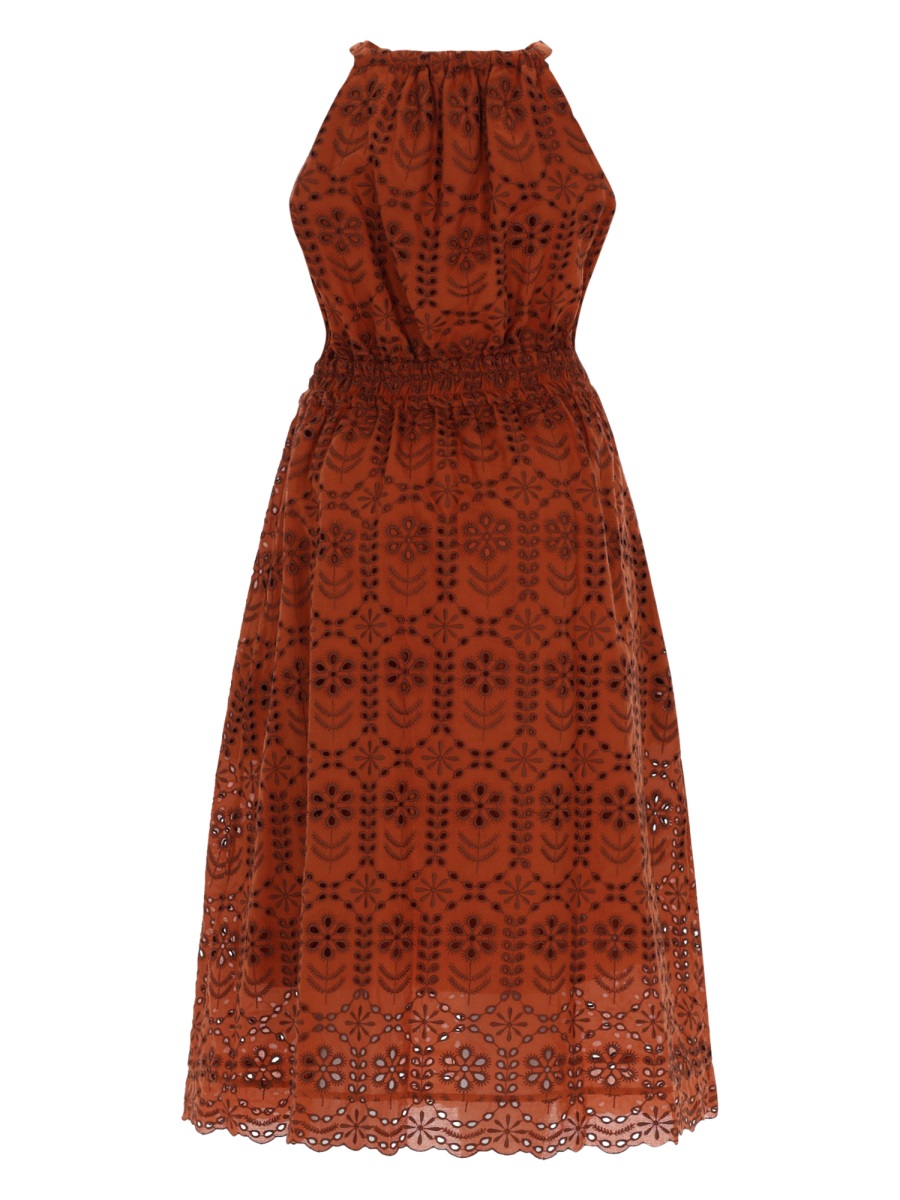 Paul Smith Midi Traforato Floral Perforated Dress Rood
