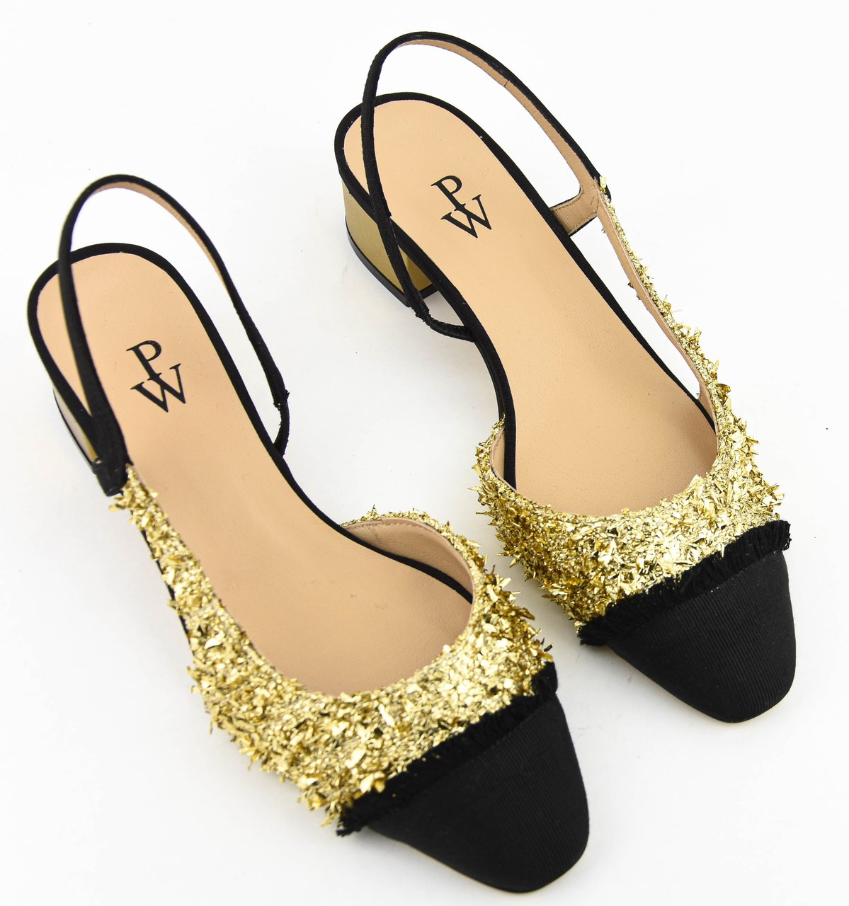 Paul Warmer Loulou Slingback Ballerina Gold Maxi Lurex Goud