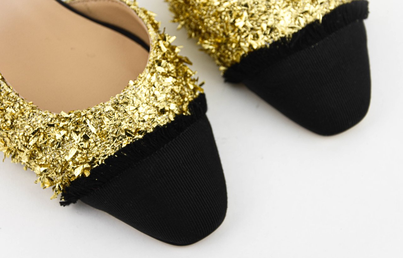 Paul Warmer Loulou Slingback Ballerina Gold Maxi Lurex Goud
