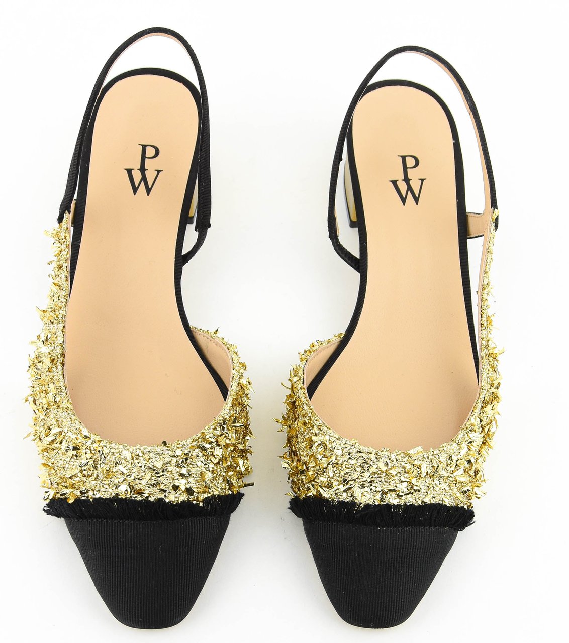 Paul Warmer Loulou Slingback Ballerina Gold Maxi Lurex Goud