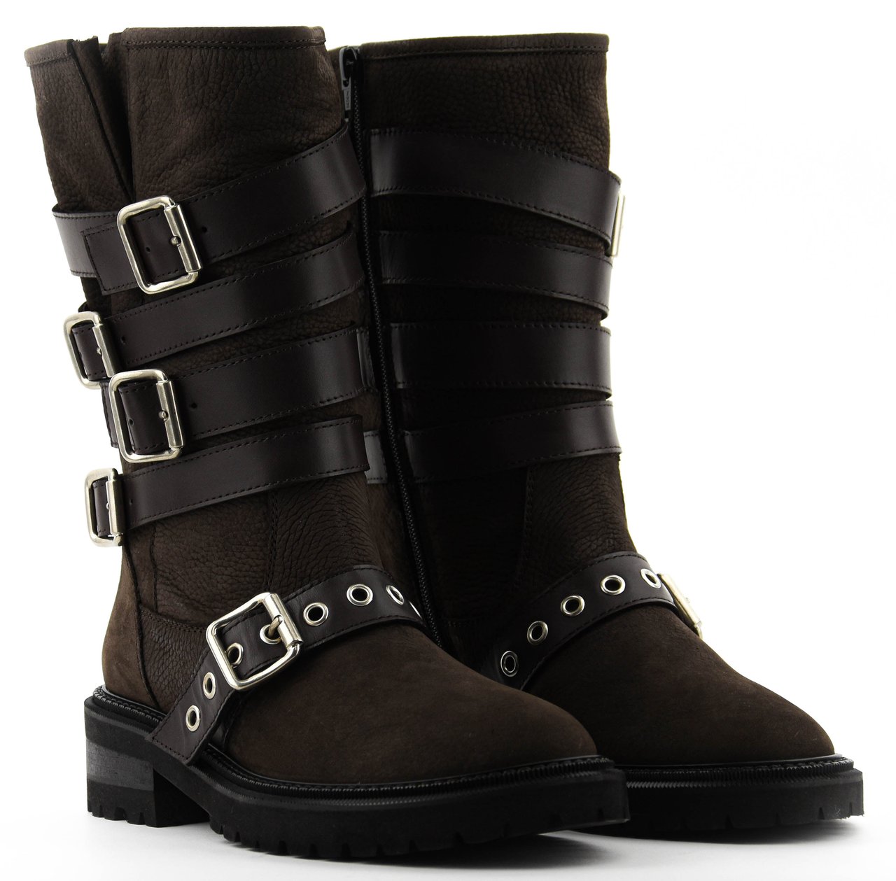 Paul Warmer Multi Buckle Biker Brown Bruin