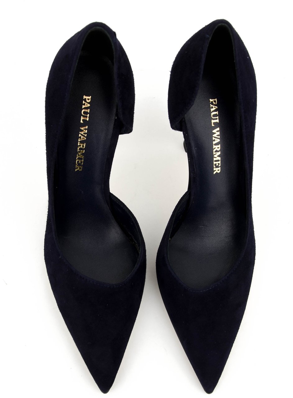 Paul Warmer D'orsay Pump Dark Blue Suede Blauw
