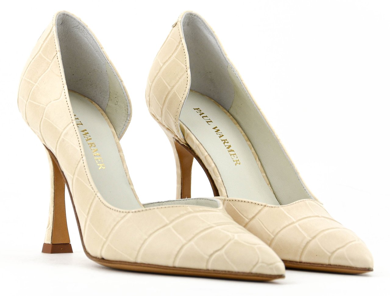Paul Warmer Paulwarmer D'orsay Pump Offwhite Croc Wit