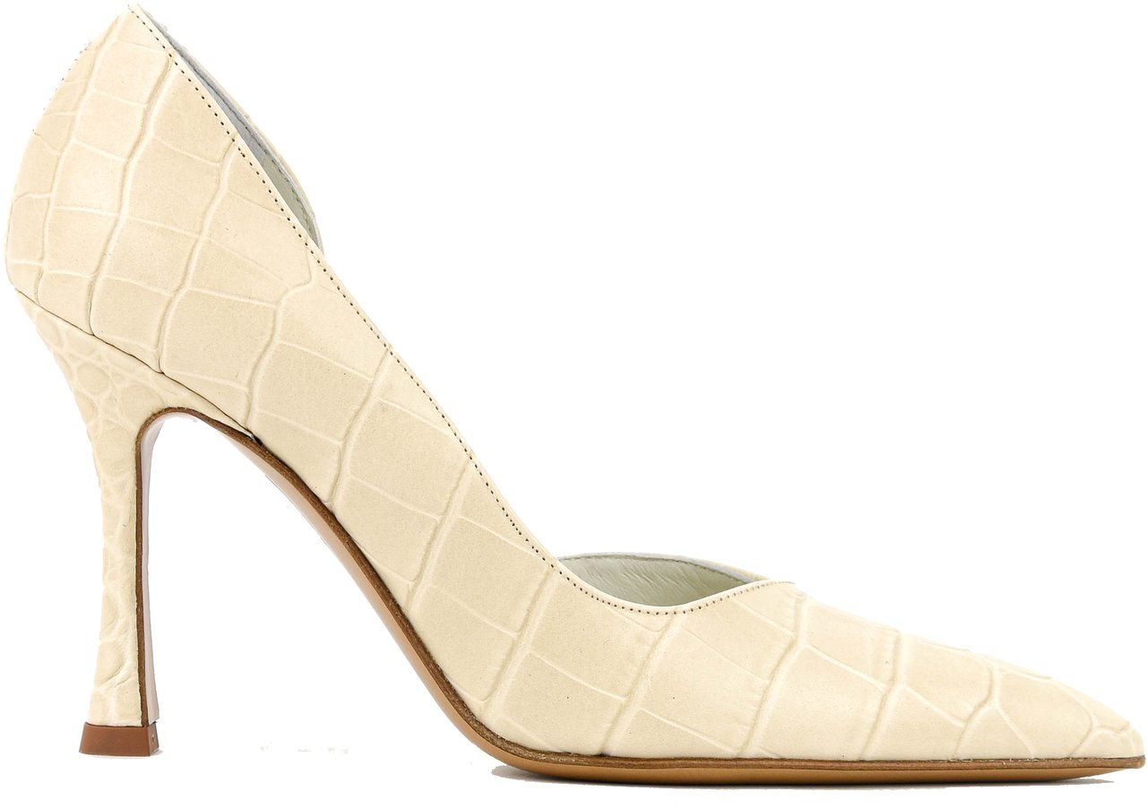 Paul Warmer Paulwarmer D'orsay Pump Offwhite Croc Wit