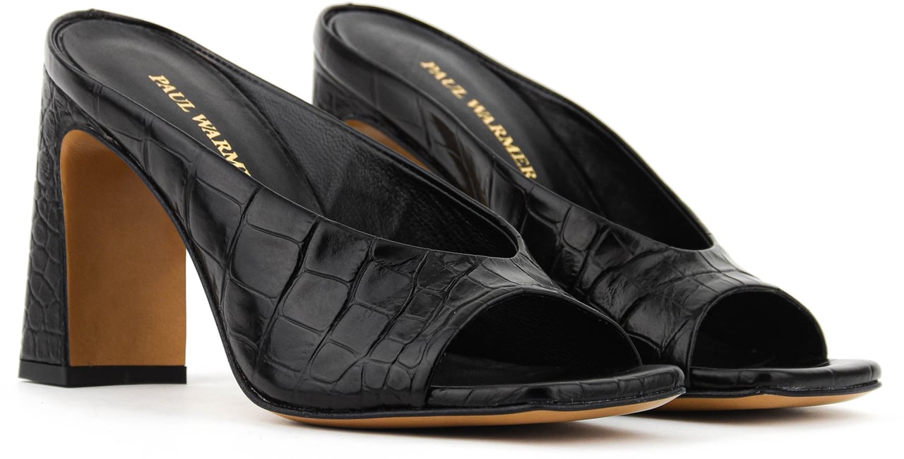 Paul Warmer Paulwarmer Livia Mule Black Croc 95 Zwart