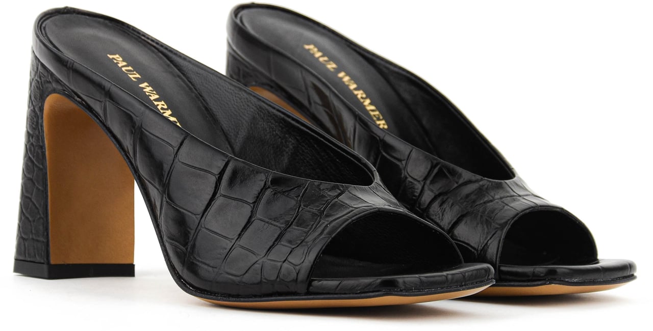 Paul Warmer Paulwarmer Livia Mule Black Croc 95 Zwart