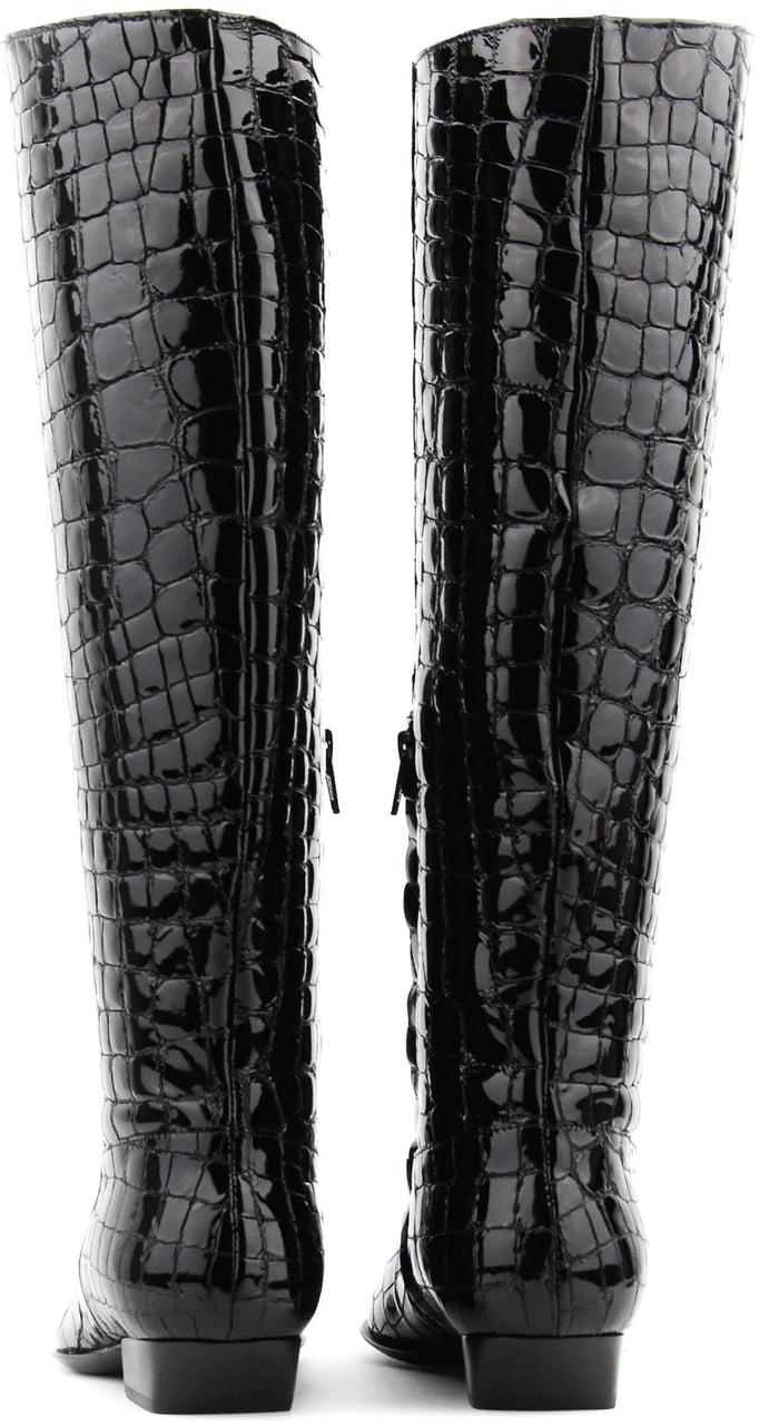 Paul Warmer Paulwarmer Lauren Croc Patent Boot Zwart