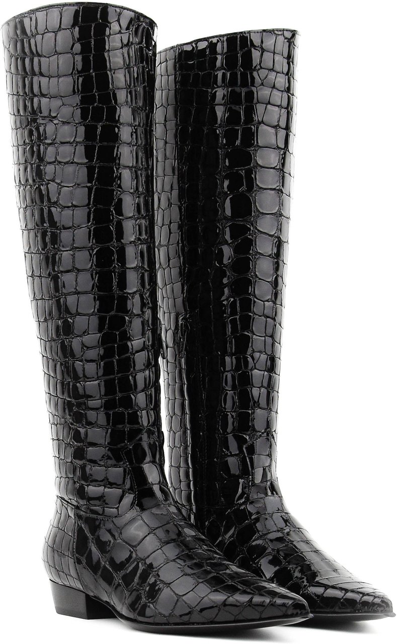 Paul Warmer Paulwarmer Lauren Croc Patent Boot Zwart