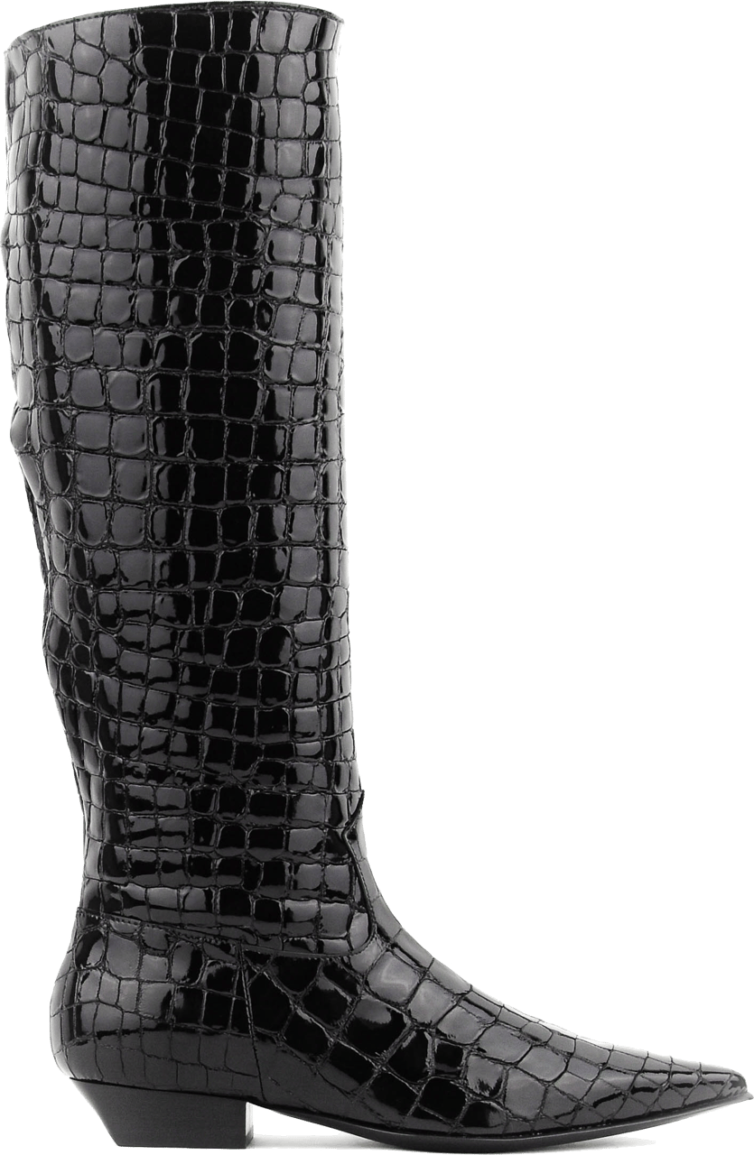 Paul Warmer Paulwarmer Lauren Croc Patent Boot Zwart