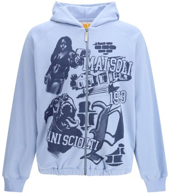 PDF di Domenico Formichetti PDF Channel Blue Cotton Sweatshirt Blauw