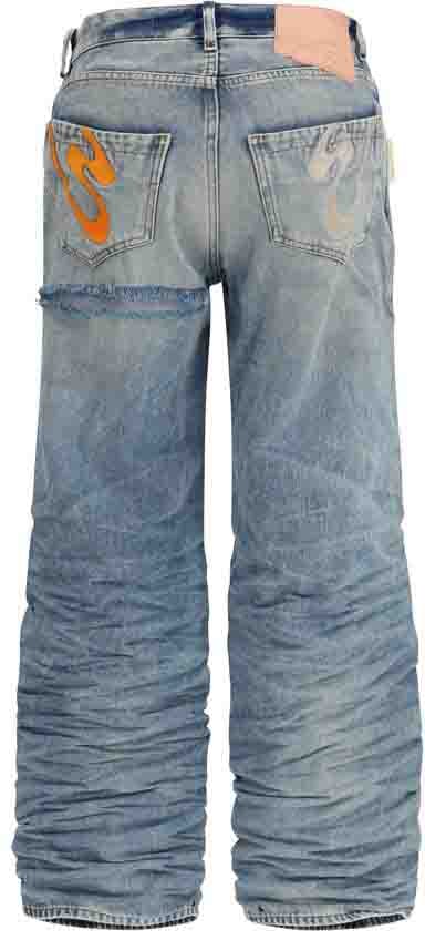 PDF di Domenico Formichetti PDF Channel Blue Viscose Relaxed Fit Jeans Blauw