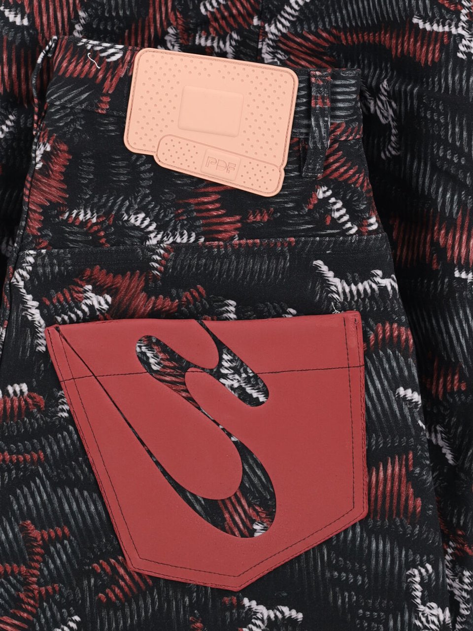 PDF di Domenico Formichetti Black Abstract Pattern Wide-Leg Trousers Zwart