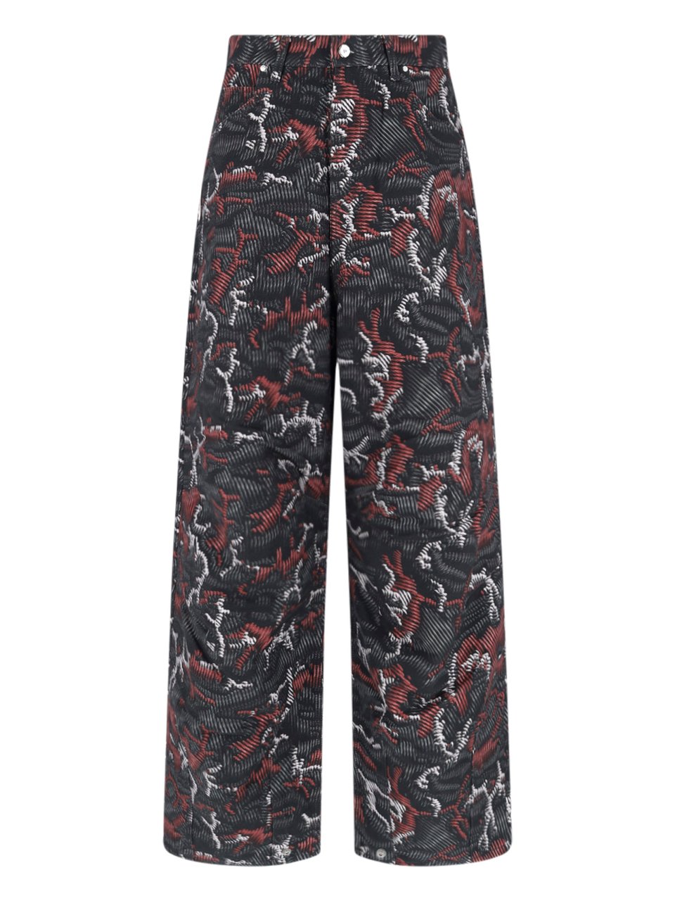 PDF di Domenico Formichetti Black Abstract Pattern Wide-Leg Trousers Zwart