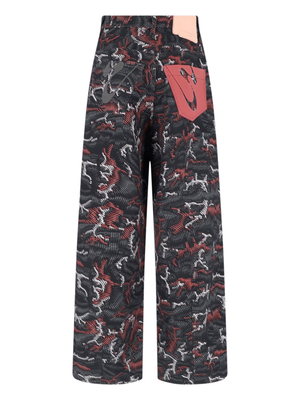 PDF di Domenico Formichetti Black Abstract Pattern Wide-Leg Trousers Zwart