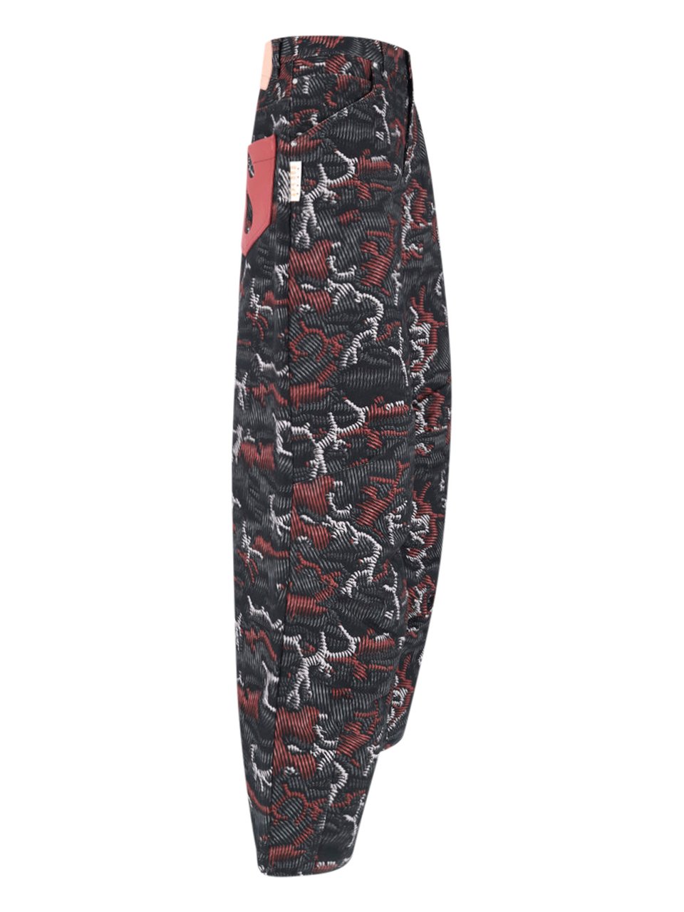 PDF di Domenico Formichetti Black Abstract Pattern Wide-Leg Trousers Zwart